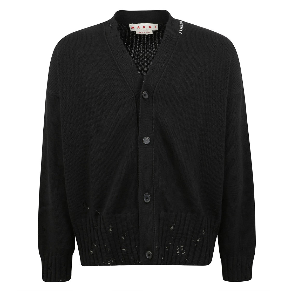 Marni Button-Up Cardigan With Ribbed Hem And Cuffs