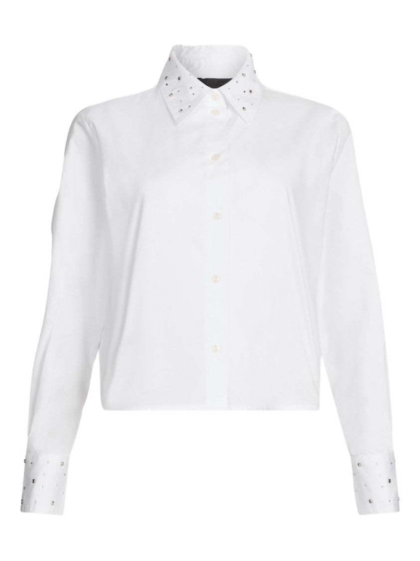 Liu Jo Cropped White Shirt With Classic Collar
