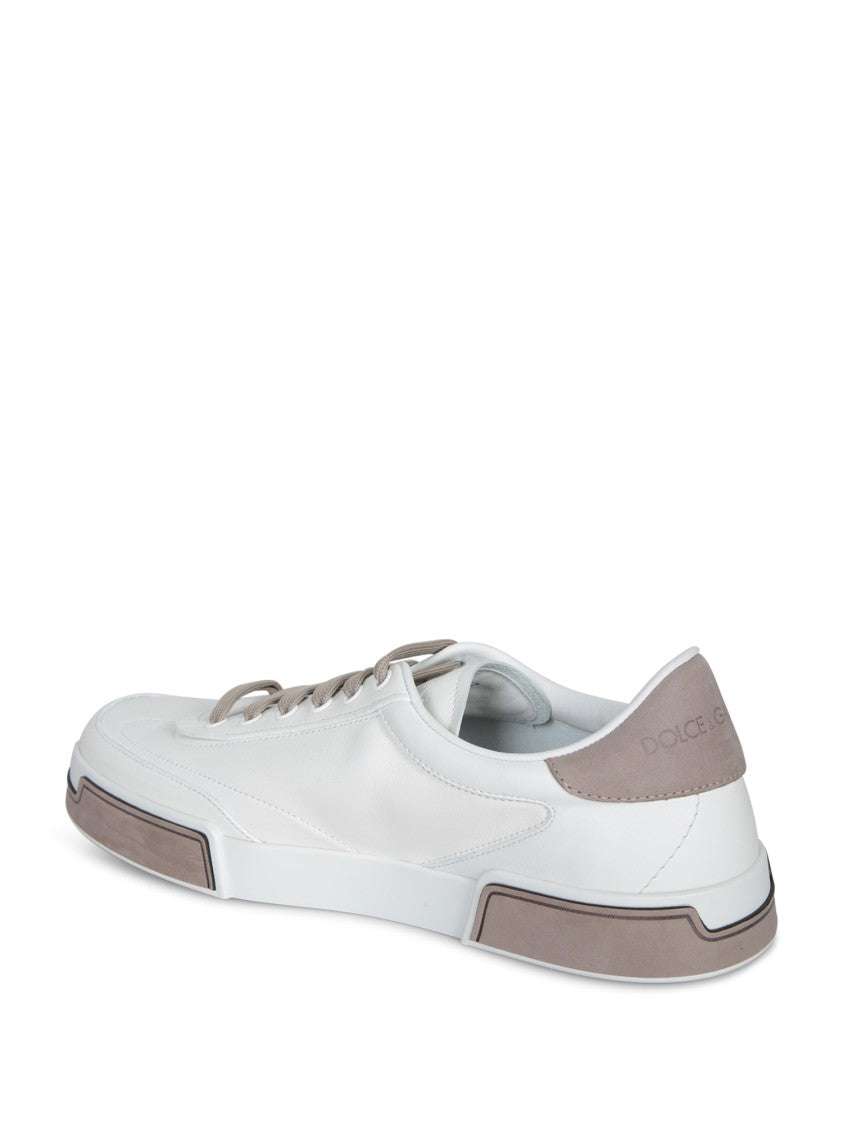 Dolce & Gabbana Leather White Sneakers With Custom Rubber Sole
