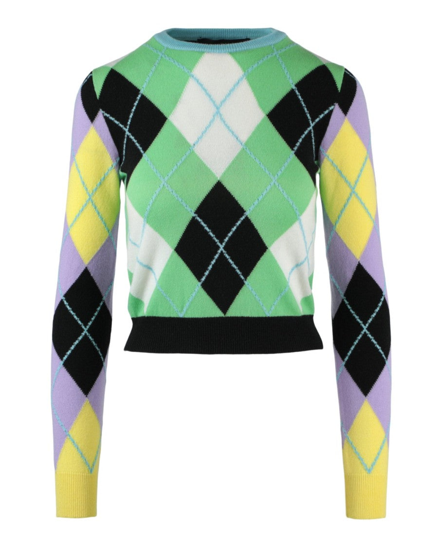 Versace Argyle Patterned Cashmere Sweater