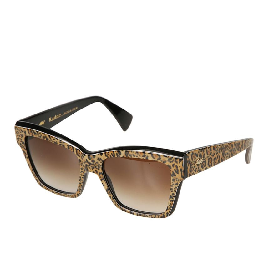 Kador Charm Rectangular Leopard Print Sunglasses With Gradient Brown Lenses