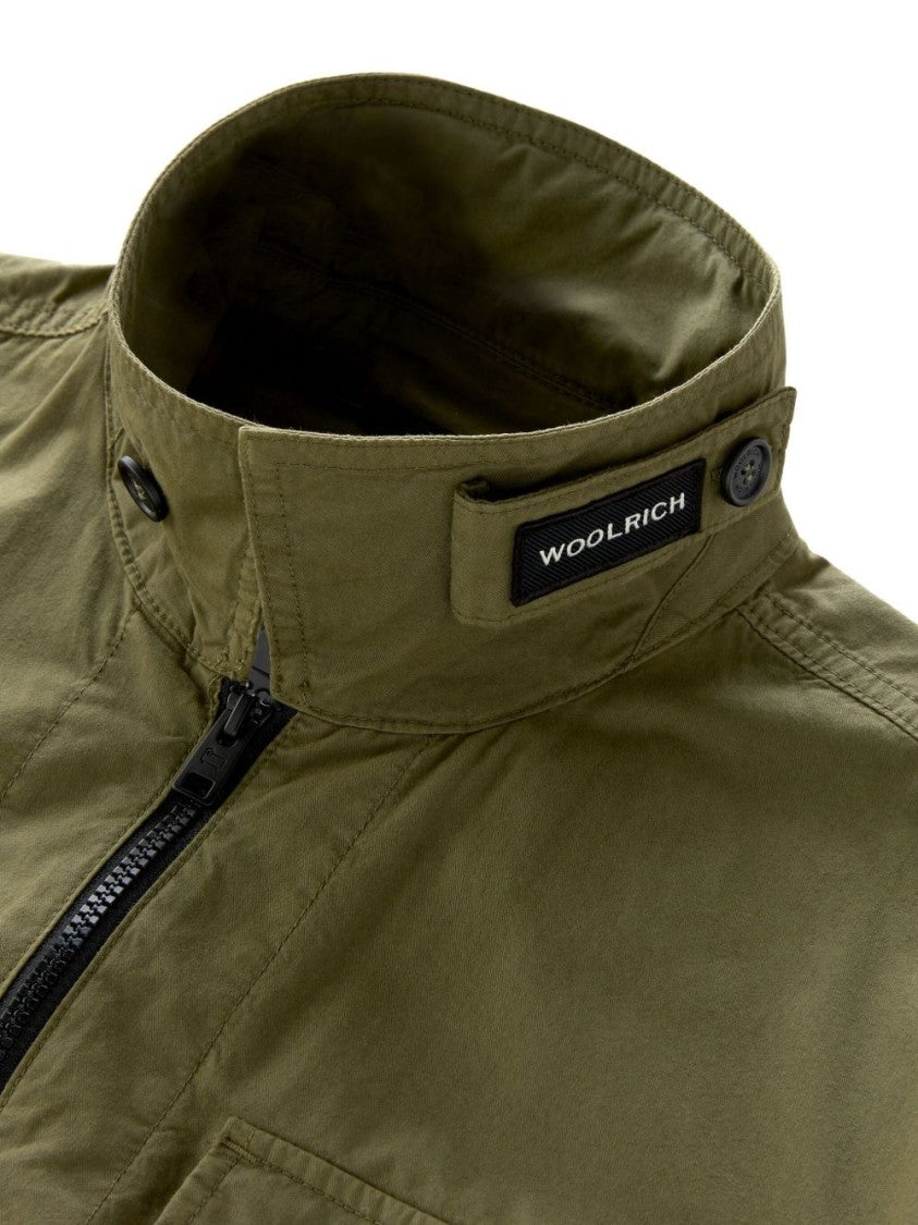 Woolrich Olive Green Cotton Gabardine Oversized Shirt