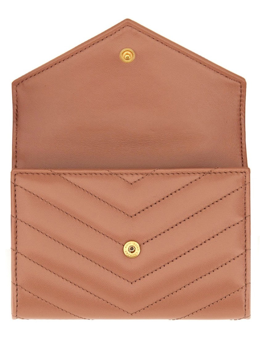 Saint Laurent "Envelope Matelassé Small Cassandre" Wallet