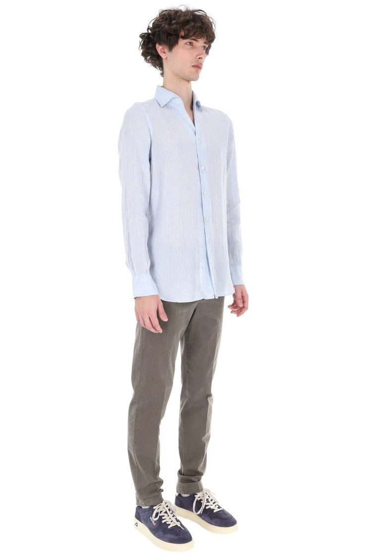 Finamore Ustica Open Collar Pure Linen Shirt