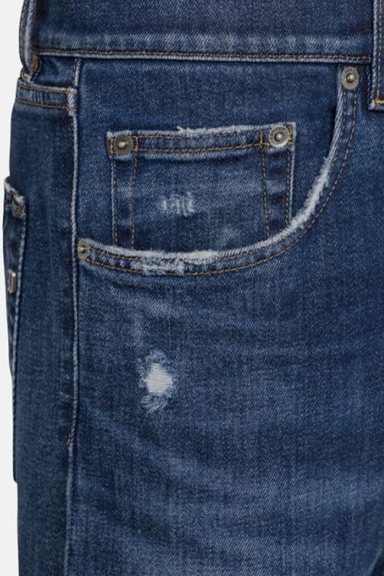 Dondup Dark Blue Faded Stretch Cotton Jeans
