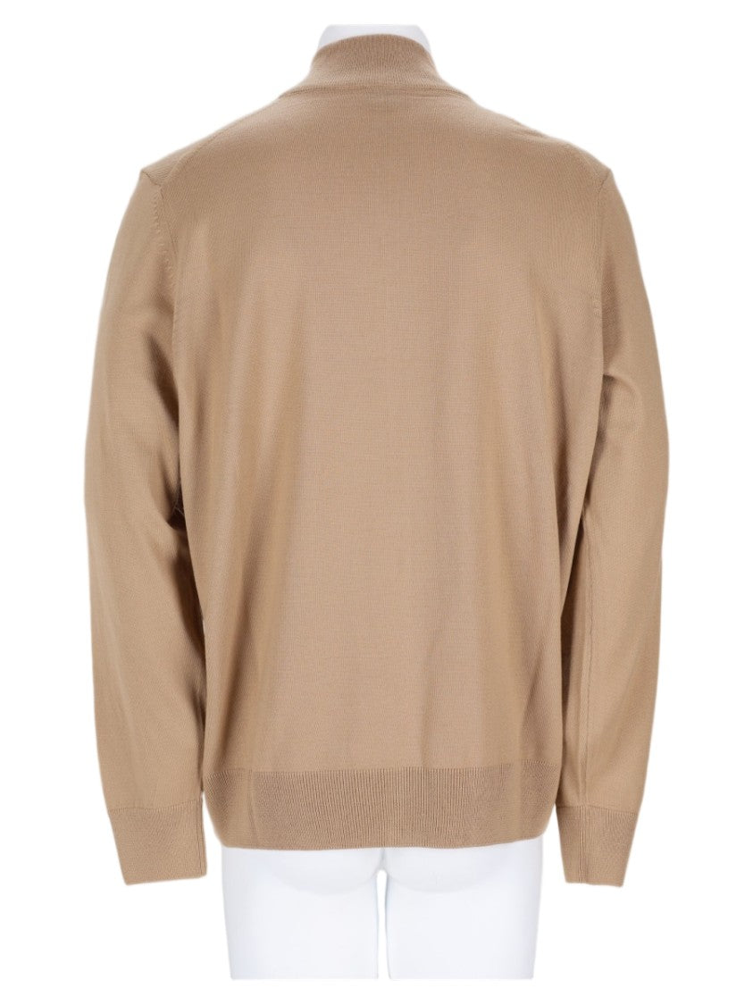 Boss Multicolor Zip-Through Ribbed Virgin Wool Sweater