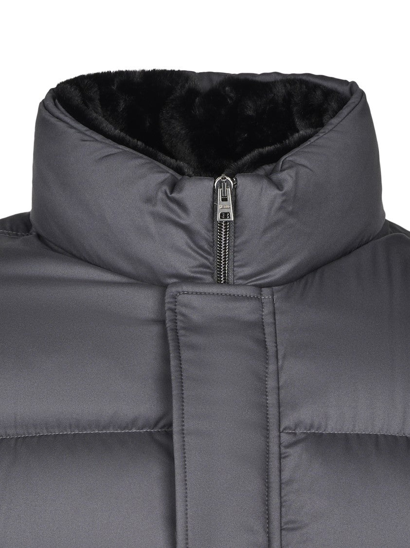 Herno Padded Quilted Jacket With High Collar And Concealed Zipper