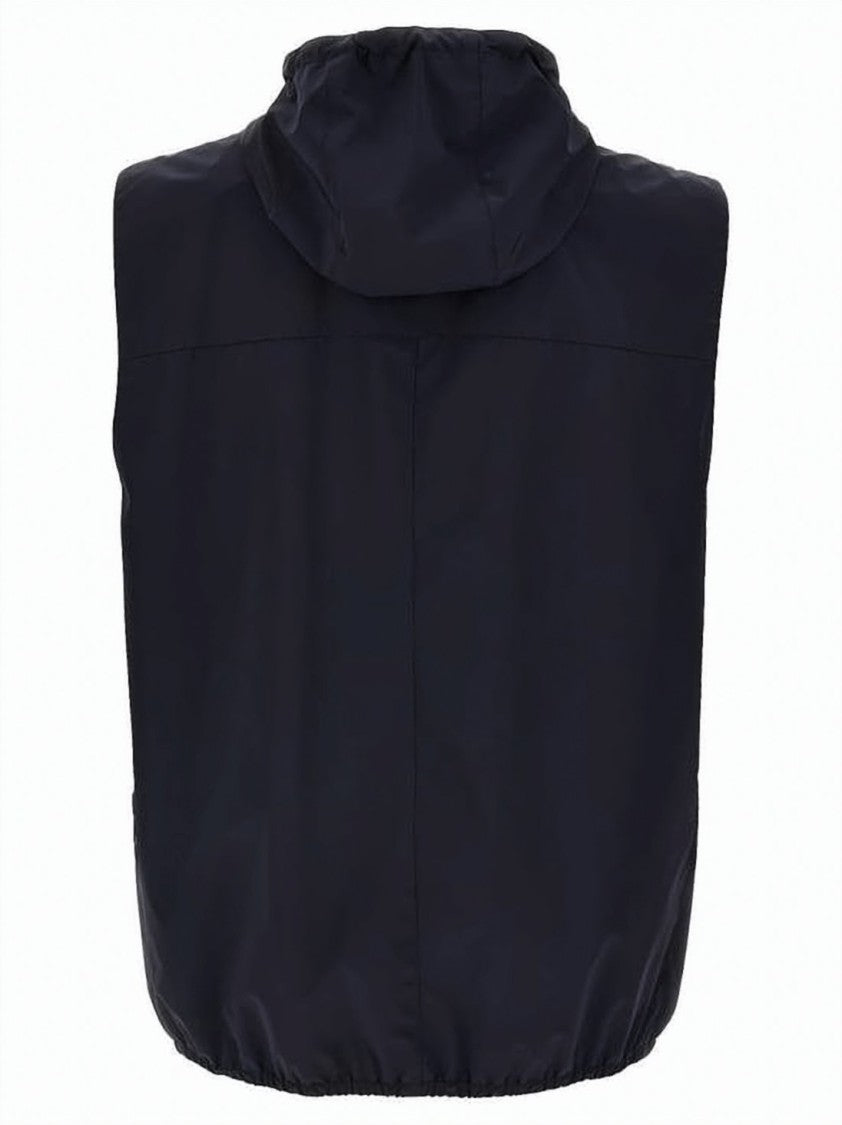 Brunello Cucinelli Membrane Nylon Waistcoat With Adjustable Hood And Zippered Pockets