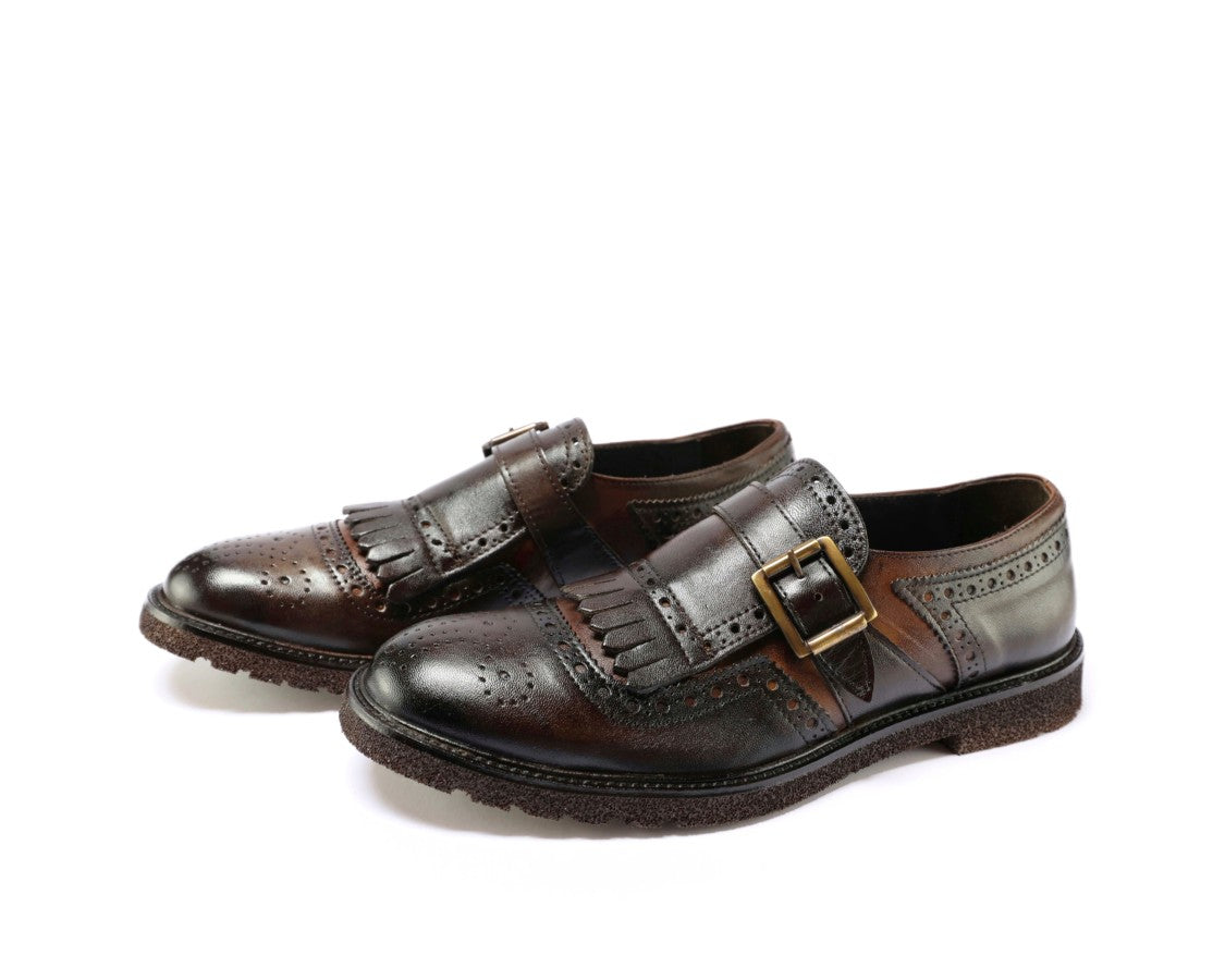 Ton Gout Brogue Detail Mocassino Lucas Shoes In Brown Montone