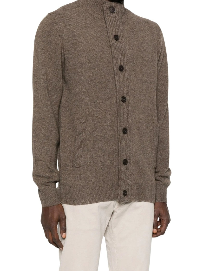 Barbour Textured Knit High-Neck Cardigan With Button-Up Front