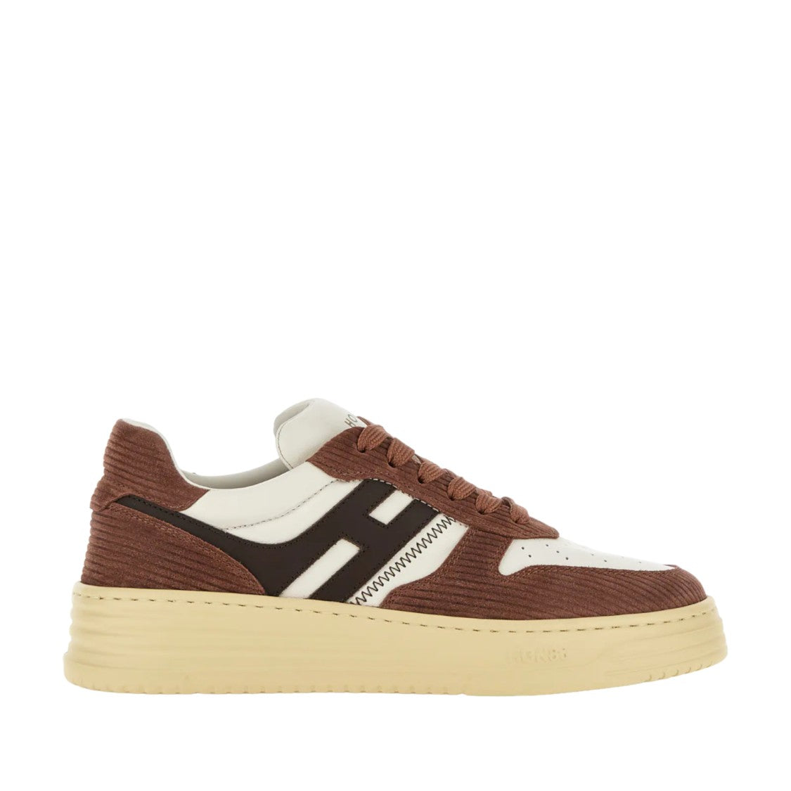 Hogan Textured Brown Corduroy And Leather Sneakers