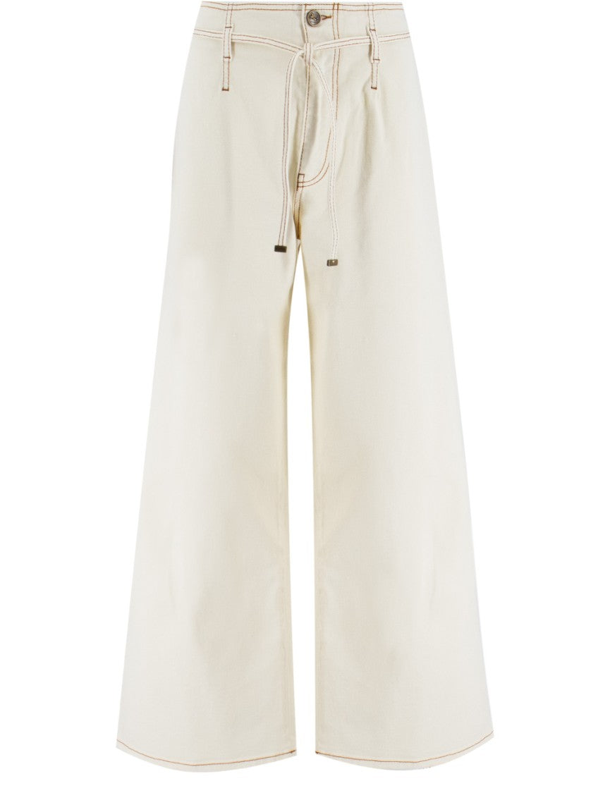 Etro High-Waisted White Denim Jeans