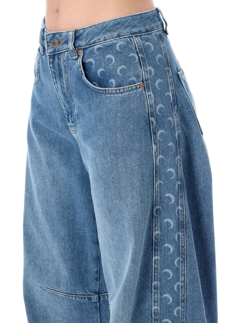 Marine Serre Baggy Denim Moon Insert Jeans