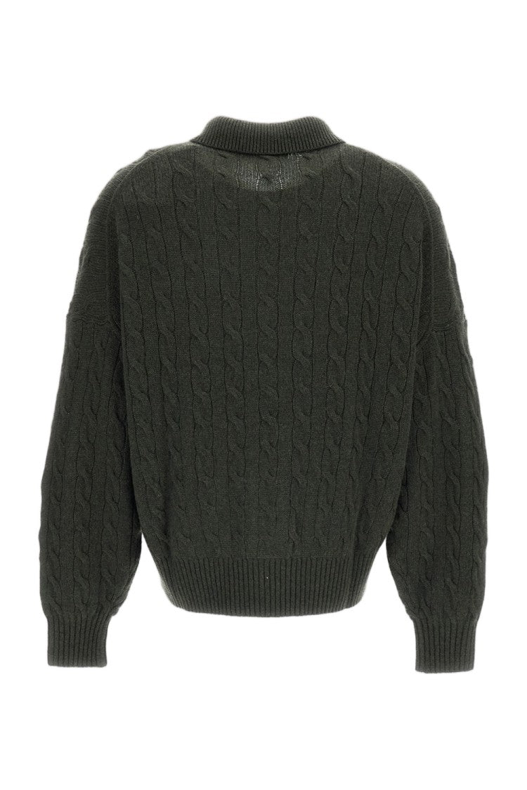 Polo Ralph Lauren Cable-Knit Cashmere Blend Sweater With Polo Collar