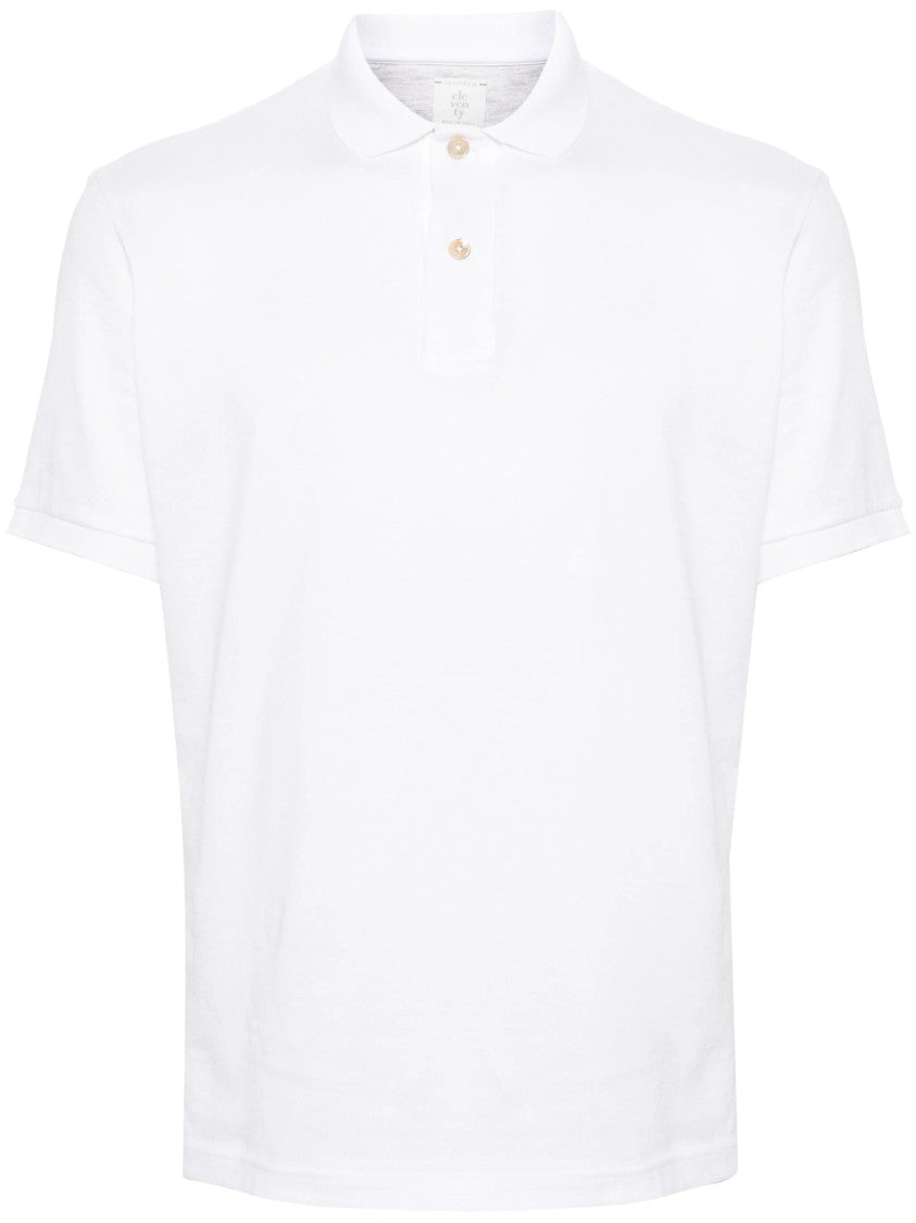 Eleventy Classic White Short Sleeve Polo
