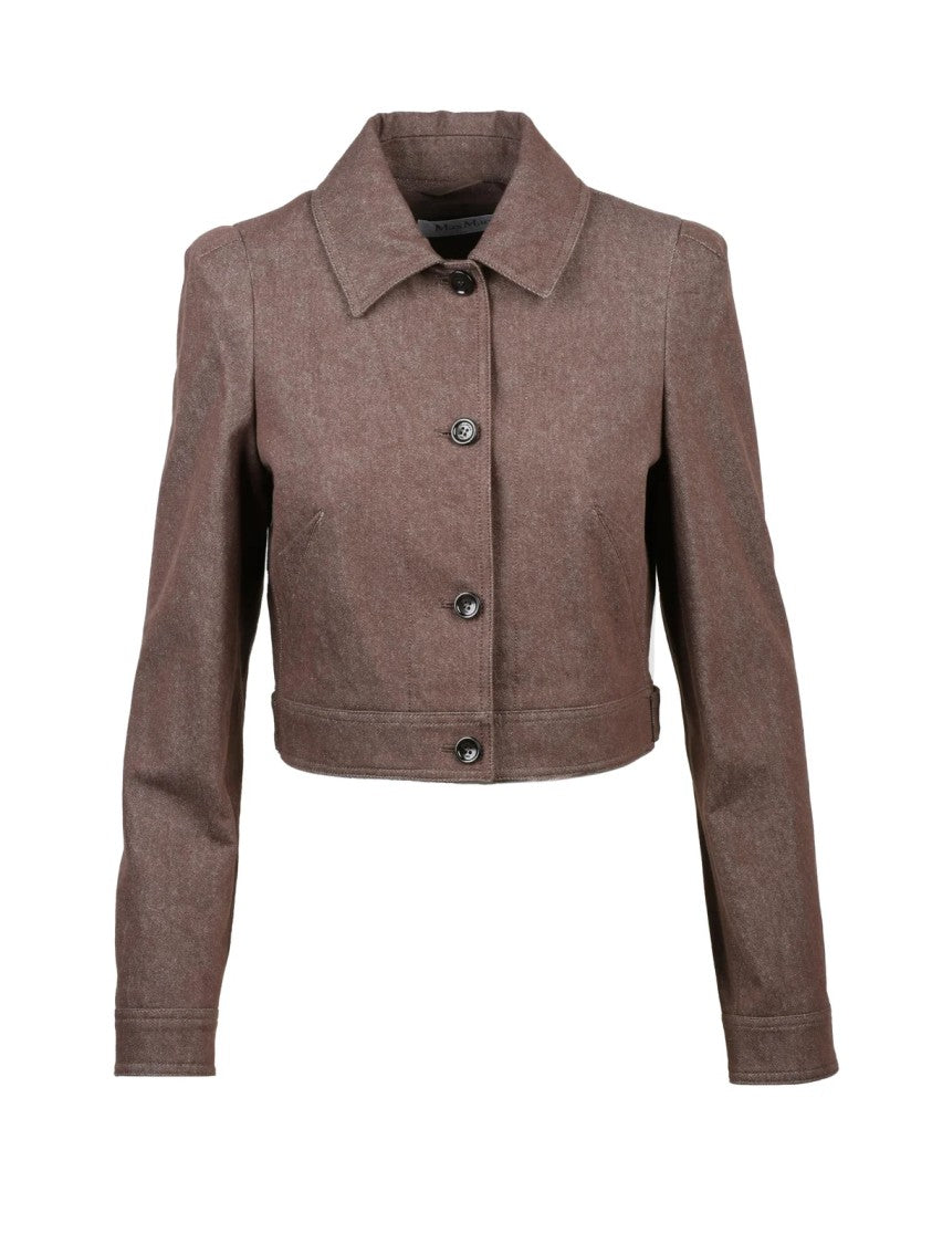 Max Mara Brown Cotton Cropped Denim Jacket
