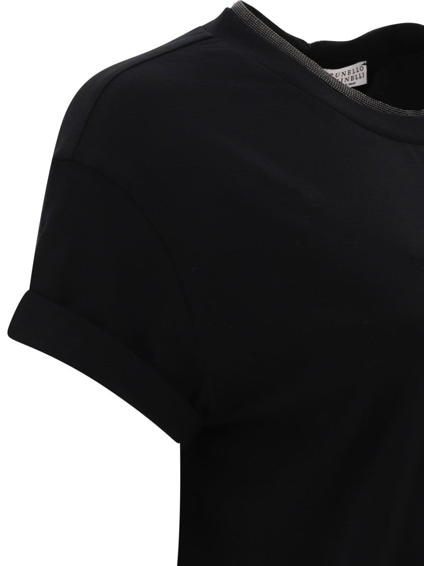 Brunello Cucinelli Round Neck T-Shirt With Keyhole Back Detail