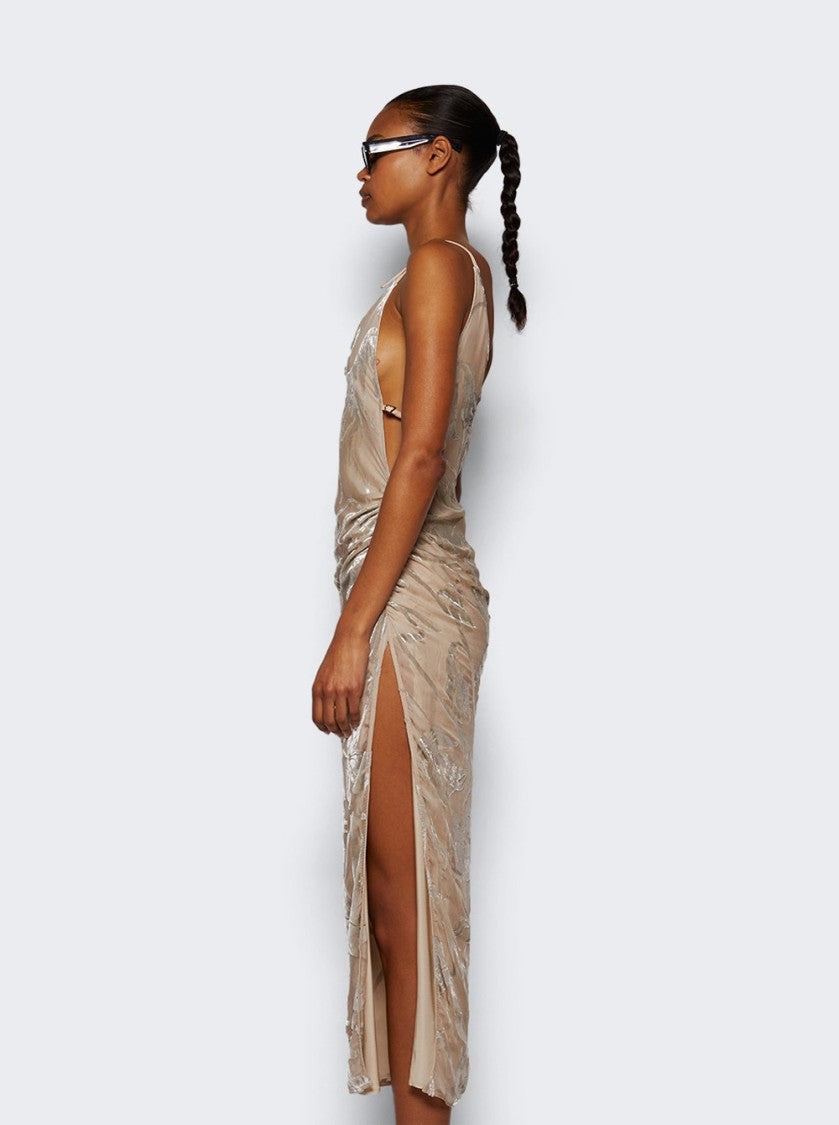 Mugler Asymmetrical Buckled Strap Dress - Champagne