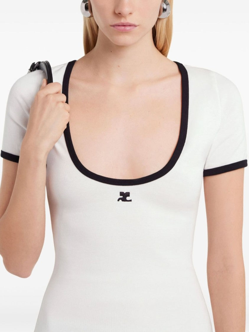 Courrèges Scoop Neck Dress With Embroidered Logo