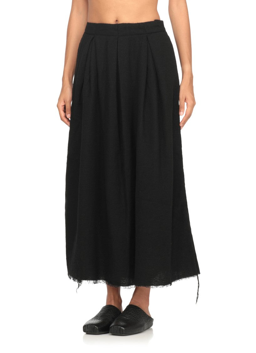 Uma Wang Midi-Length Flared Skirt With Hook And Button Closure