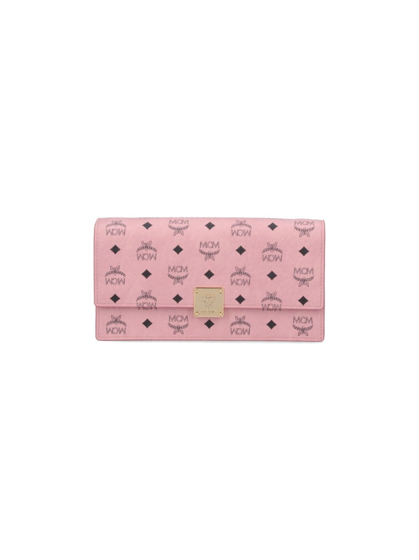 Mcm Large Wallet With Strap – Pink