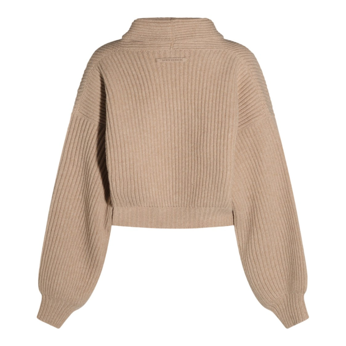Tory Burch Cropped Wide Collar Ribbed Knit Sweater