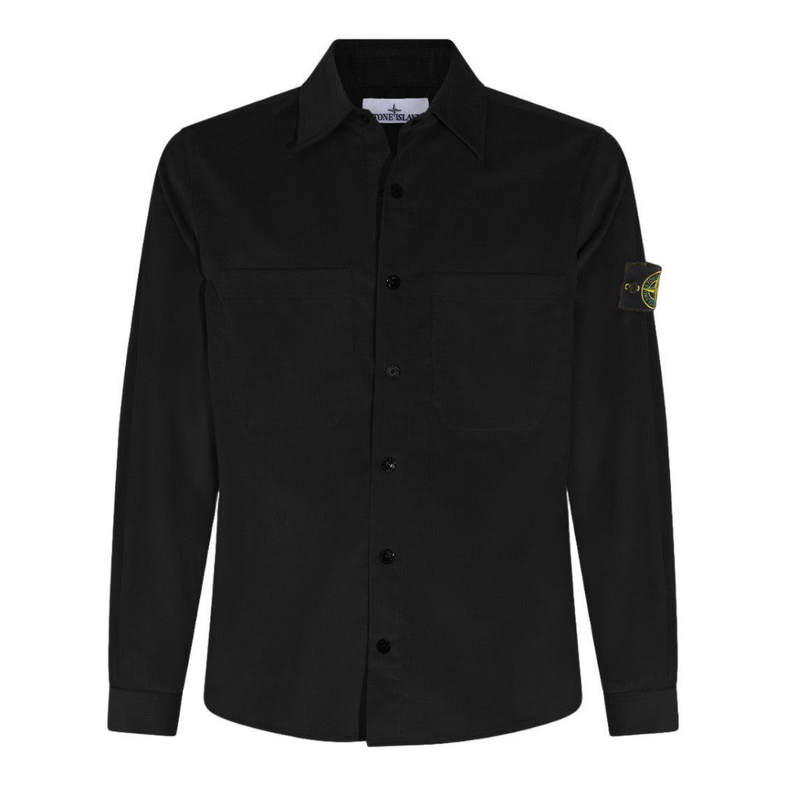 Stone Island Long-Sleeve Black Button-Up Shirt