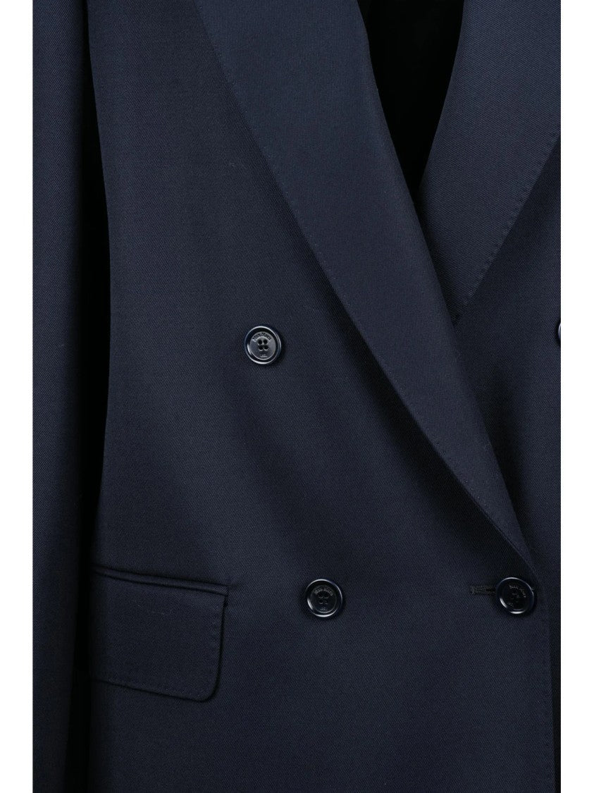Max Mara Blue Virgin Wool Double-Breasted Jacket