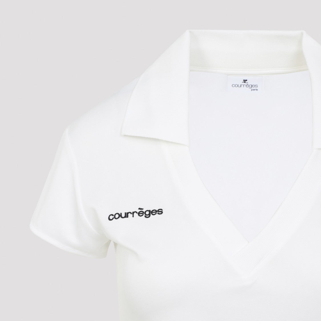 Courrèges Short-Sleeved T-Shirt With Deep V-Neckline