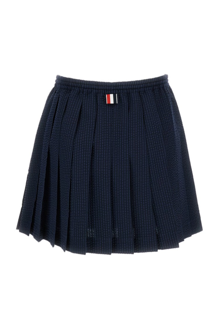Thom Browne Textured Seersucker Mini Skirt With Adjustable Waist