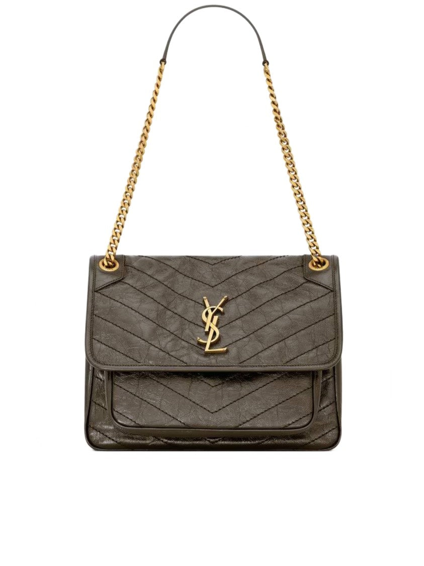 Saint Laurent Niki M Quilted Chevron-Stitch Handbag