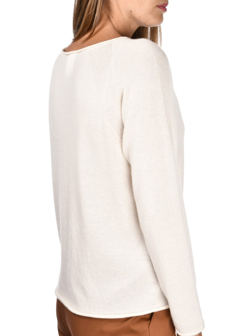 Gran Sasso White Wide Neck Cashmere Top
