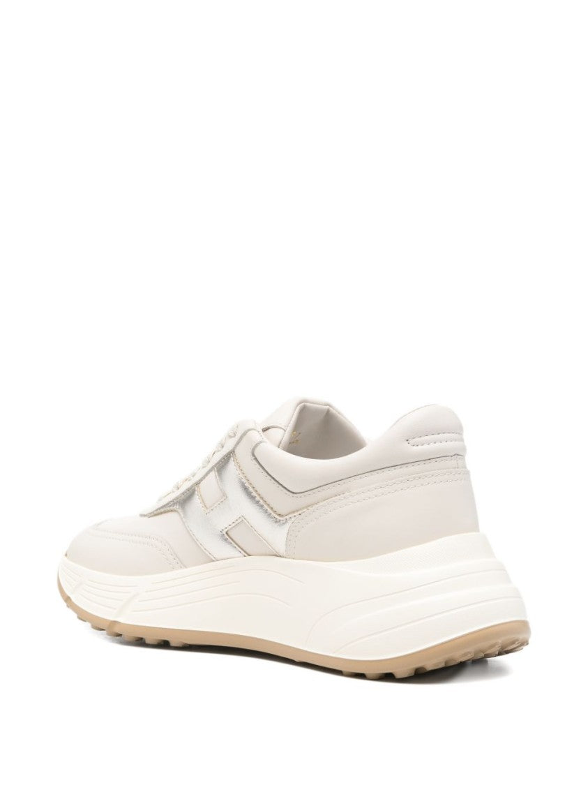 Hogan White Silk And Nylon Leather Sneakers