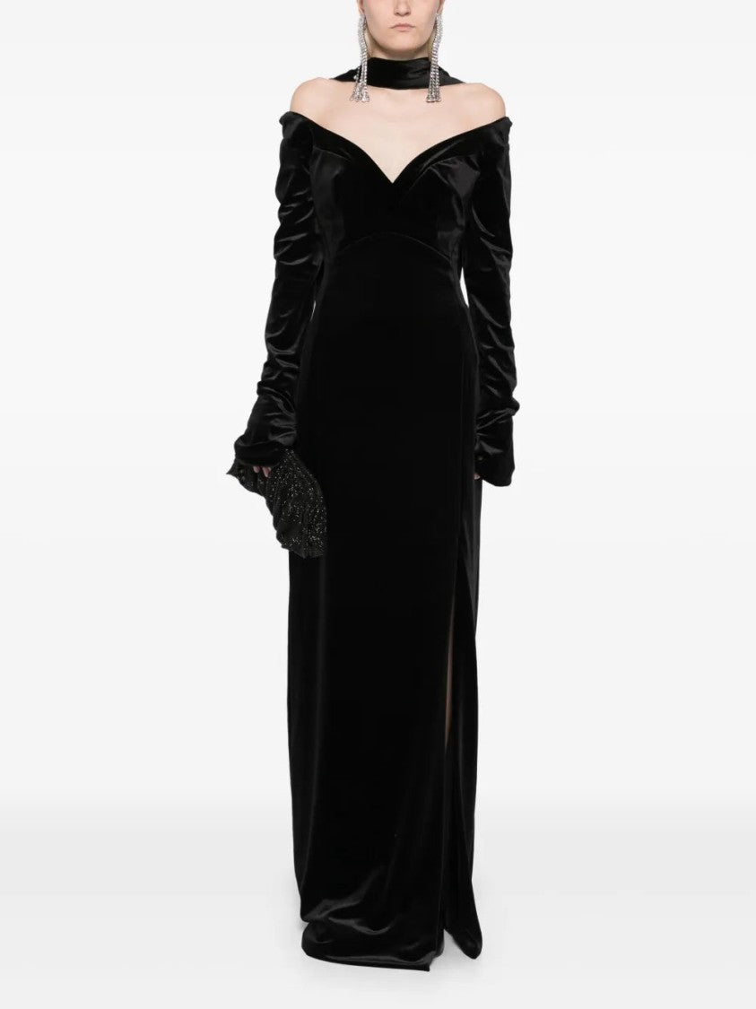 Saiid Kobeisy Velvet Long Fitted Dress