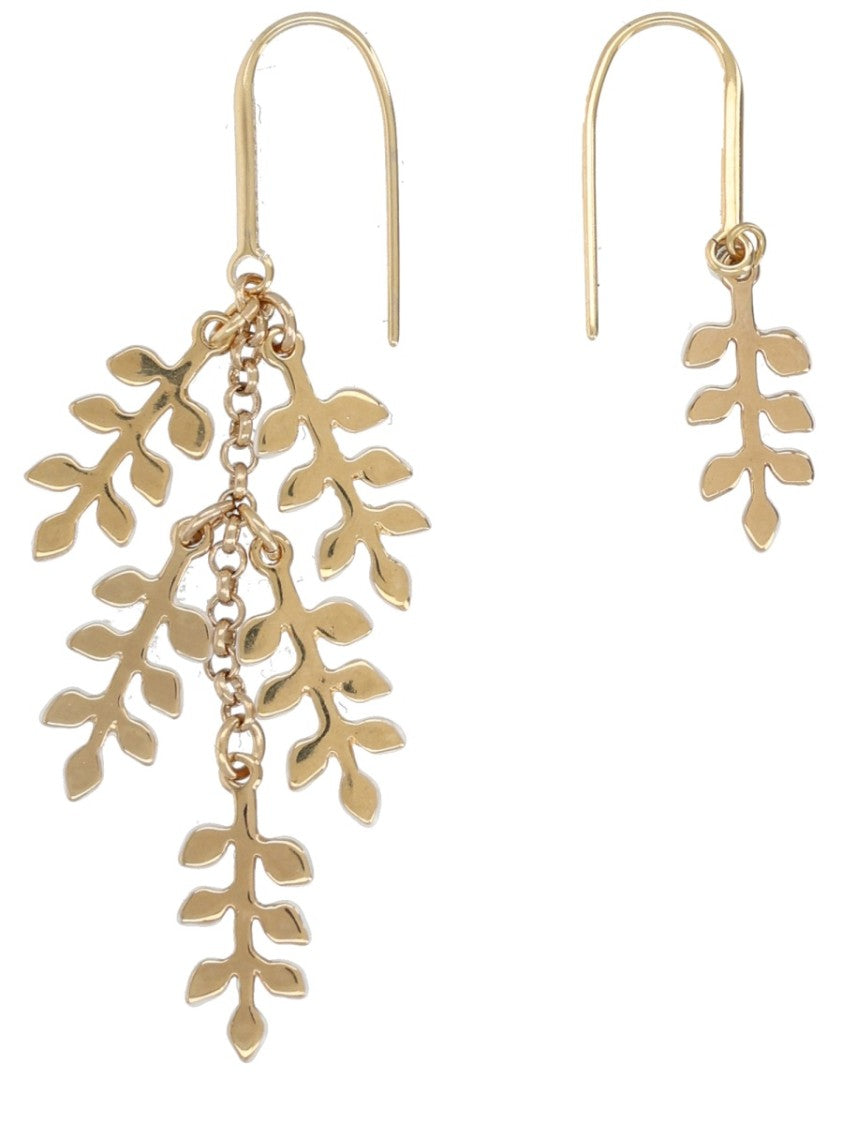Isabel Marant Gold Asymmetrical Cascading Leaf Earrings Jewelry