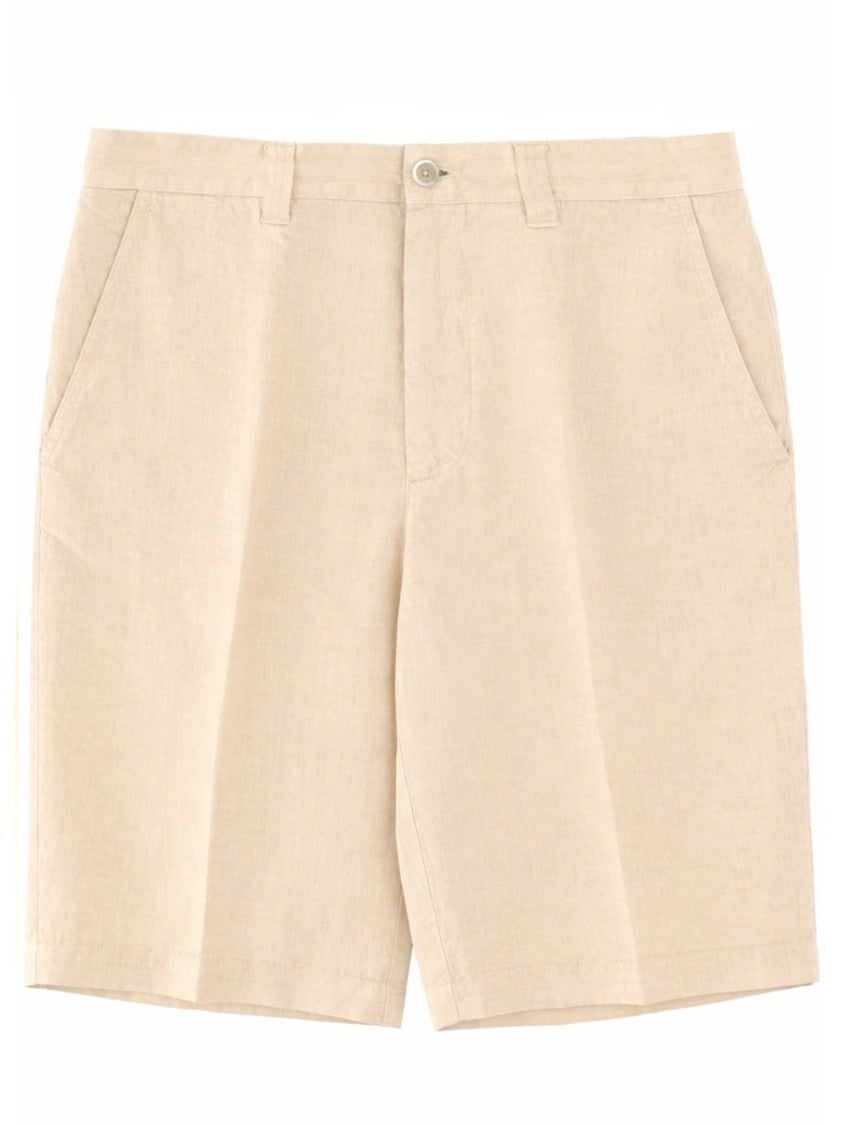 120% Lino Light Beige Tailored Linen Shorts
