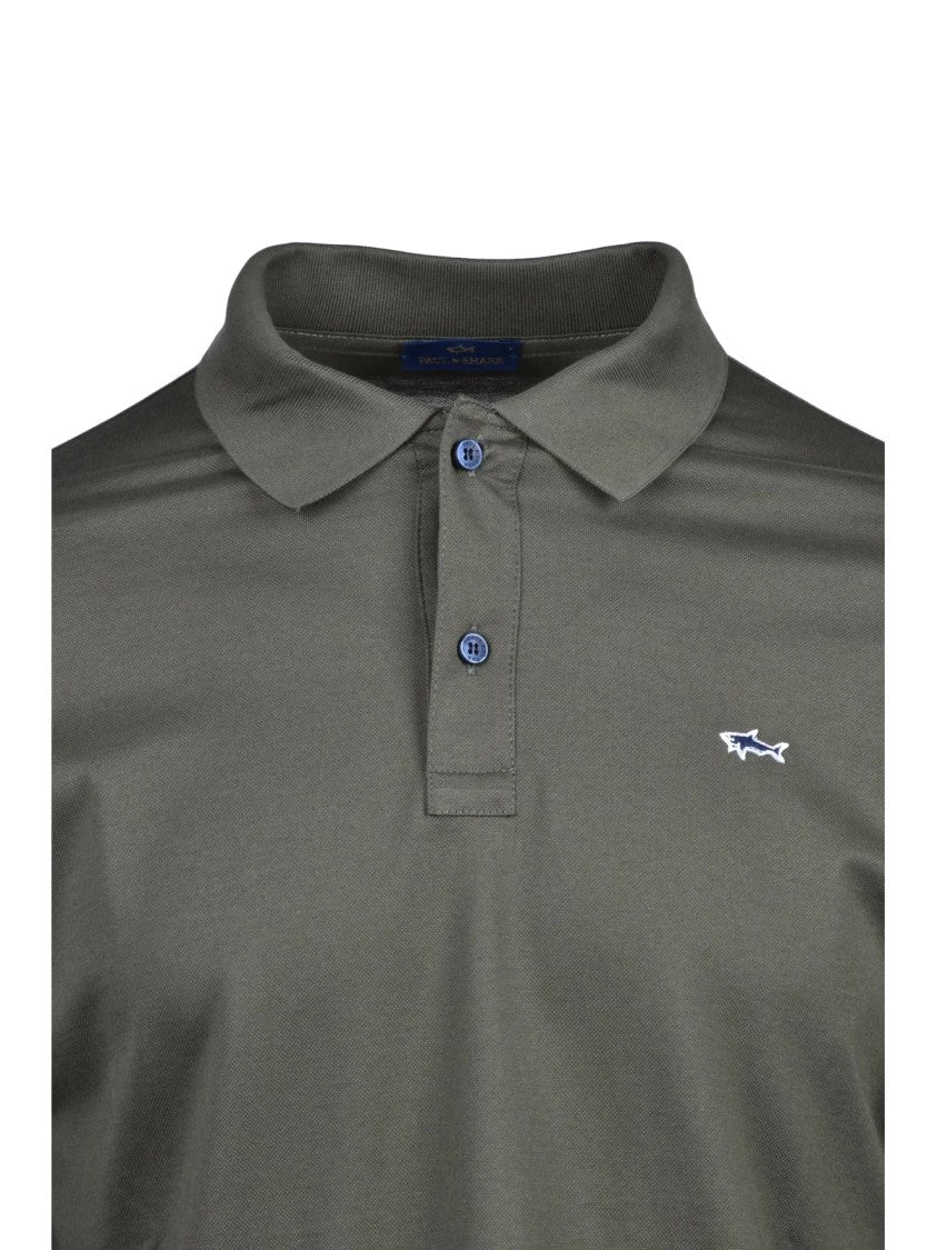 Paul & Shark Green Cotton Embroidered Polo Shirt