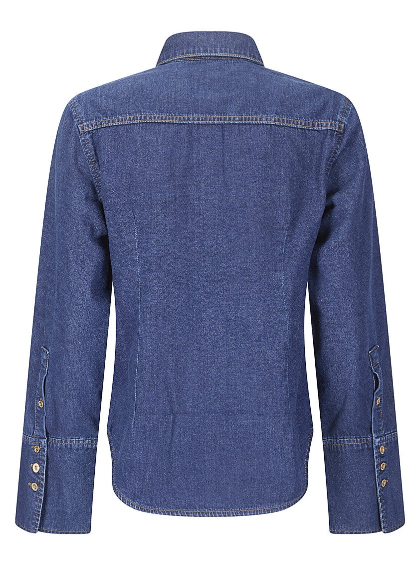 7 For All Mankind Blue Shaped Denim Shirt