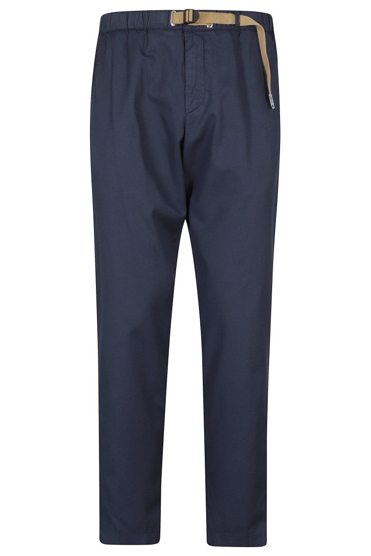 White Sand Sleek Blue Pants With Elasticized Waistband