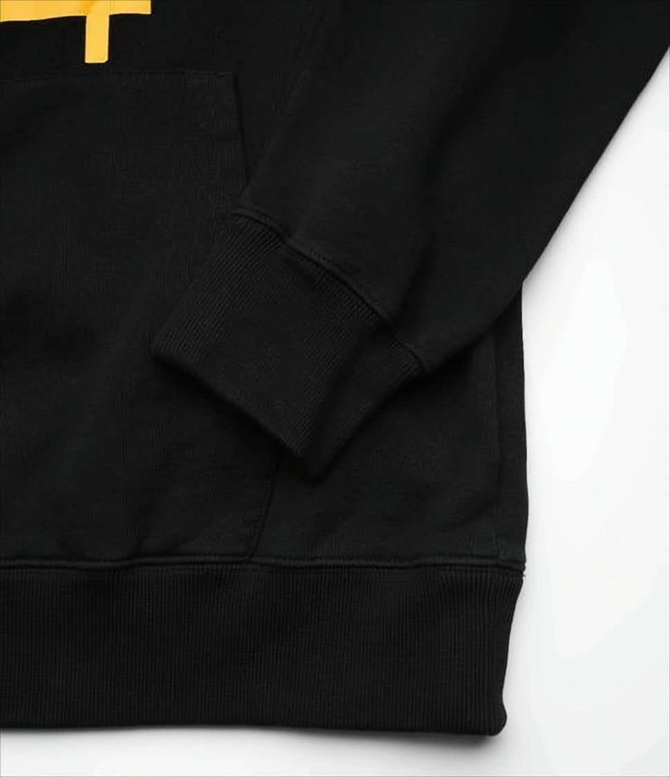 Off-White Black Hoodie With Graphic Print And Iconic Arrow Motif