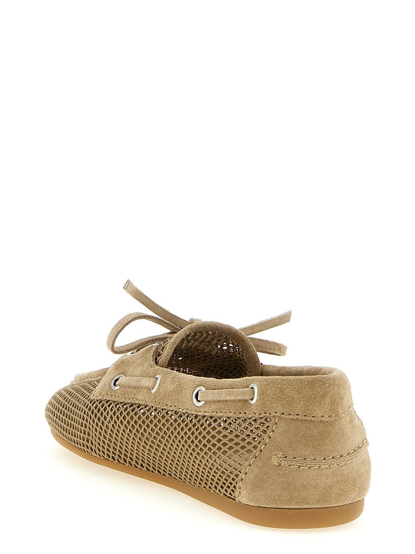 Miu Miu Mesh And Suede Boat Shoe