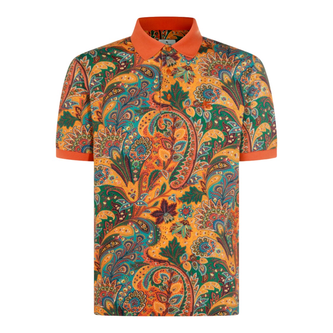 Etro Paisley Pattern Polo Shirt With Ribbed Collar