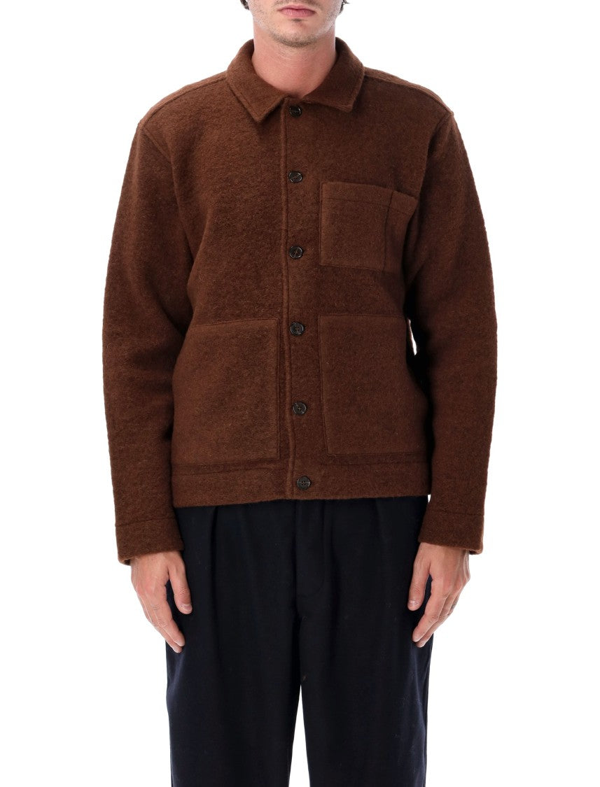 Universal Works Wool Fleece Overshirt Jacket With Button Closure
