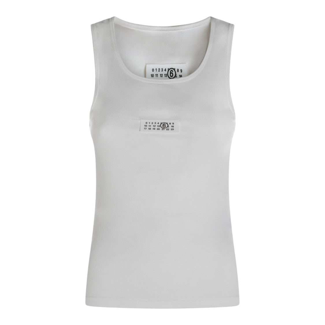 Mm6 By Maison Margiela Fitted White Tank Top With Round Neckline