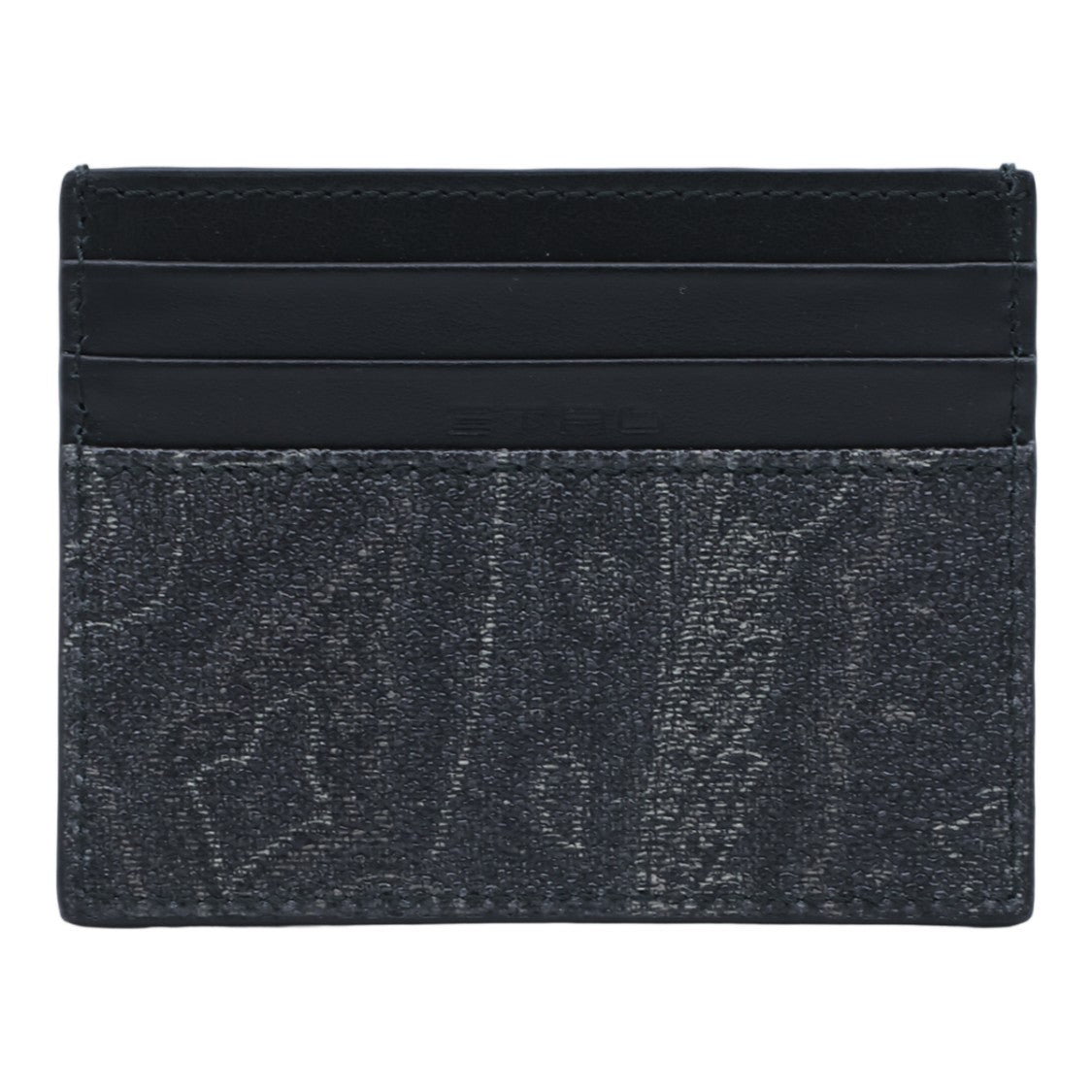 Etro Textured Dark Fabric Cardholder Wallet With Paisley Accents