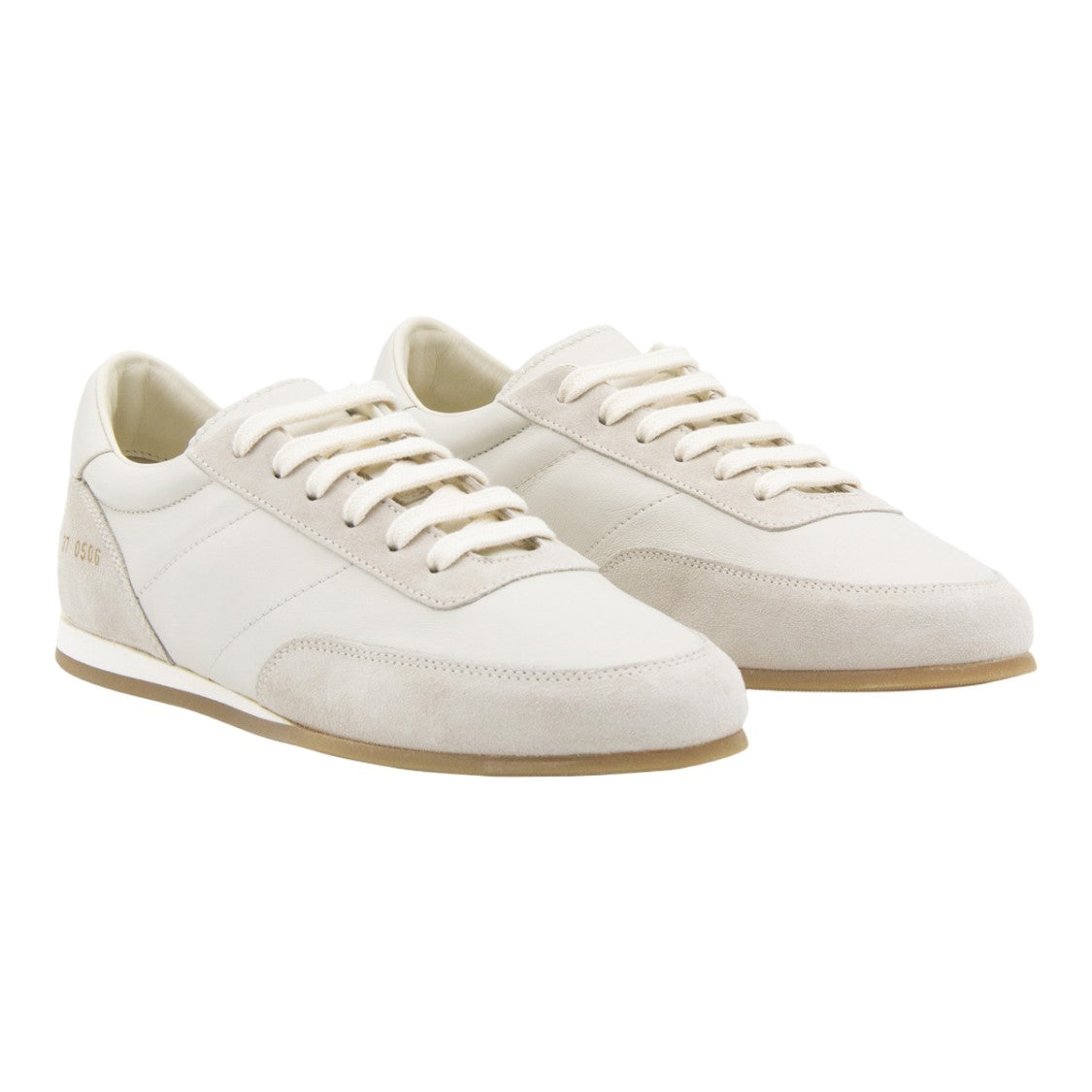 Common Projects White Leather Sneakers With Suede Accents