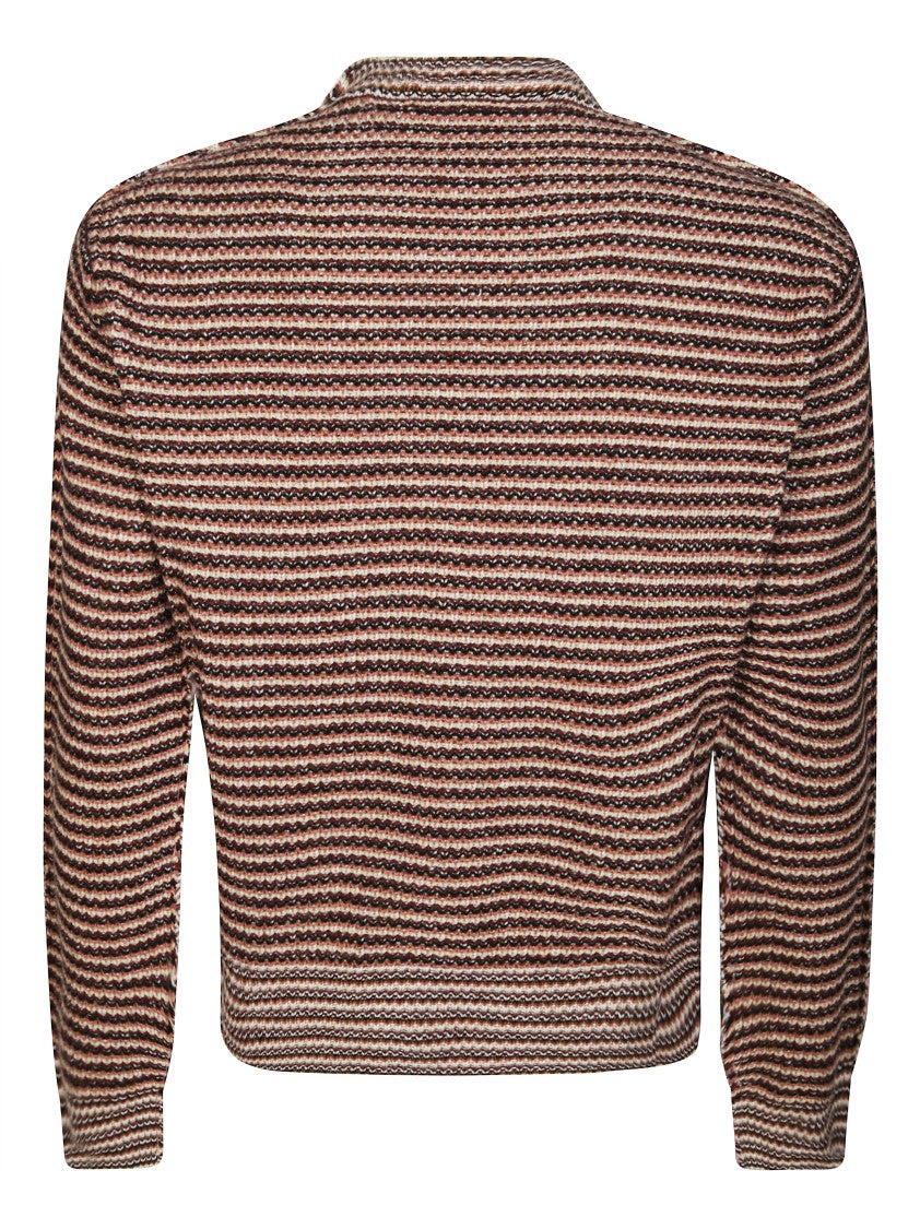Marni Striped Knitted Sweater With Contrasting Patterns