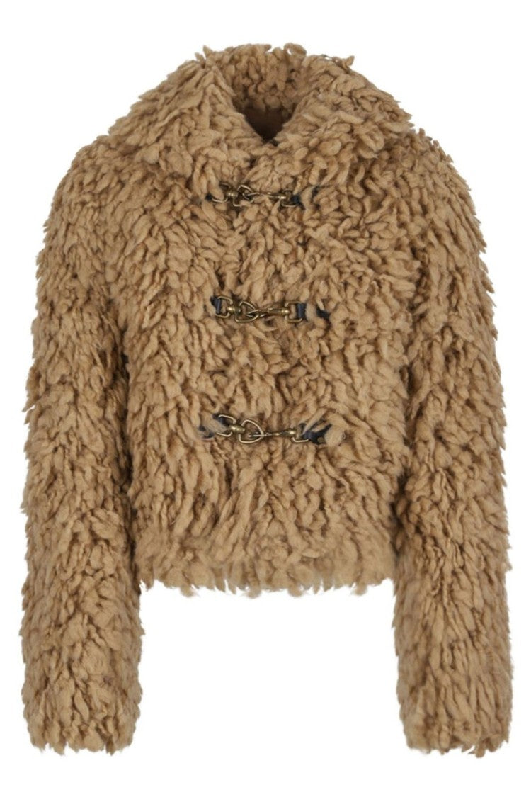 Burberry Cropped Coat With Textured Fluffy Exterior