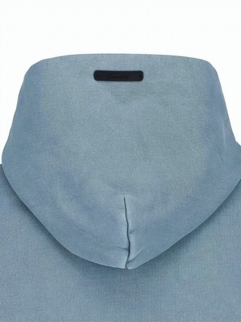Fear Of God Washed Blue Cotton Long-Sleeve Hoodie