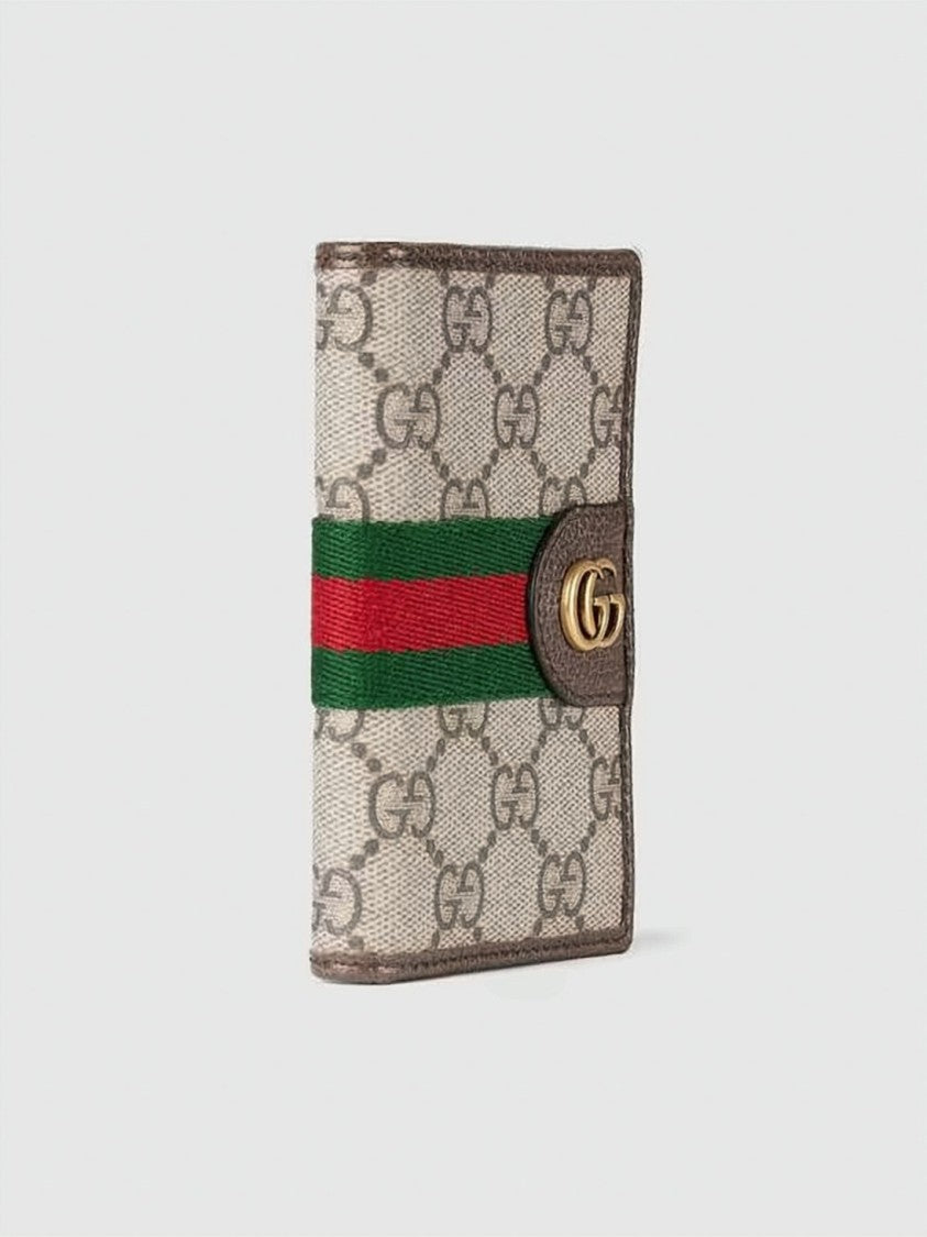 Gucci Signature Monogram Cardholder With Textured Leather